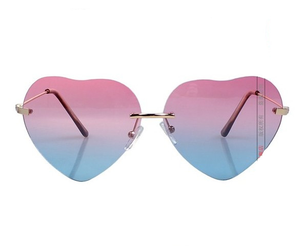 Women's Metal Frame Heart Shape Resin Lens Sunglasses With Metal Bridge Detail