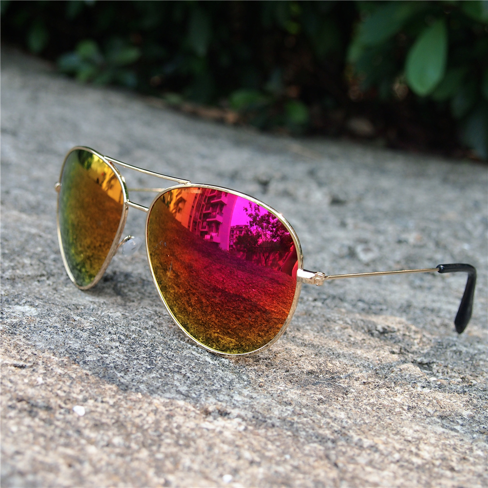 Men, Women, Unisex Retro Silver Mirror Metal Aviator Sunglasses With